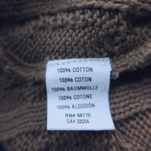 ANTHROPOLOGIE Brown Cable Knit Cardigan Size M/L Longline Varsity Stripes Preppy - Picture 10 of 11